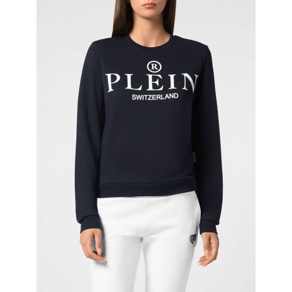 Crewneck Cotton Sweatshirt Philipp Plein With Contrast Logo Print